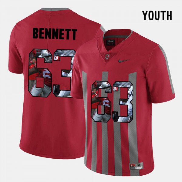 Ohio State Buckeyes Michael Bennett Youth #63 Red Pictorial Fashion College Football Jersey 2404CTYB6